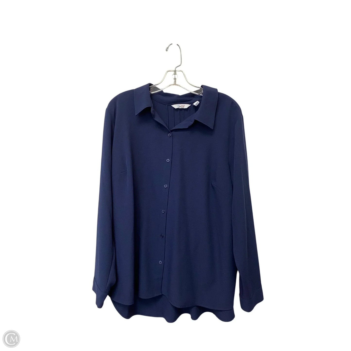 Top Long Sleeve By D&co. In Navy, Size: Xl