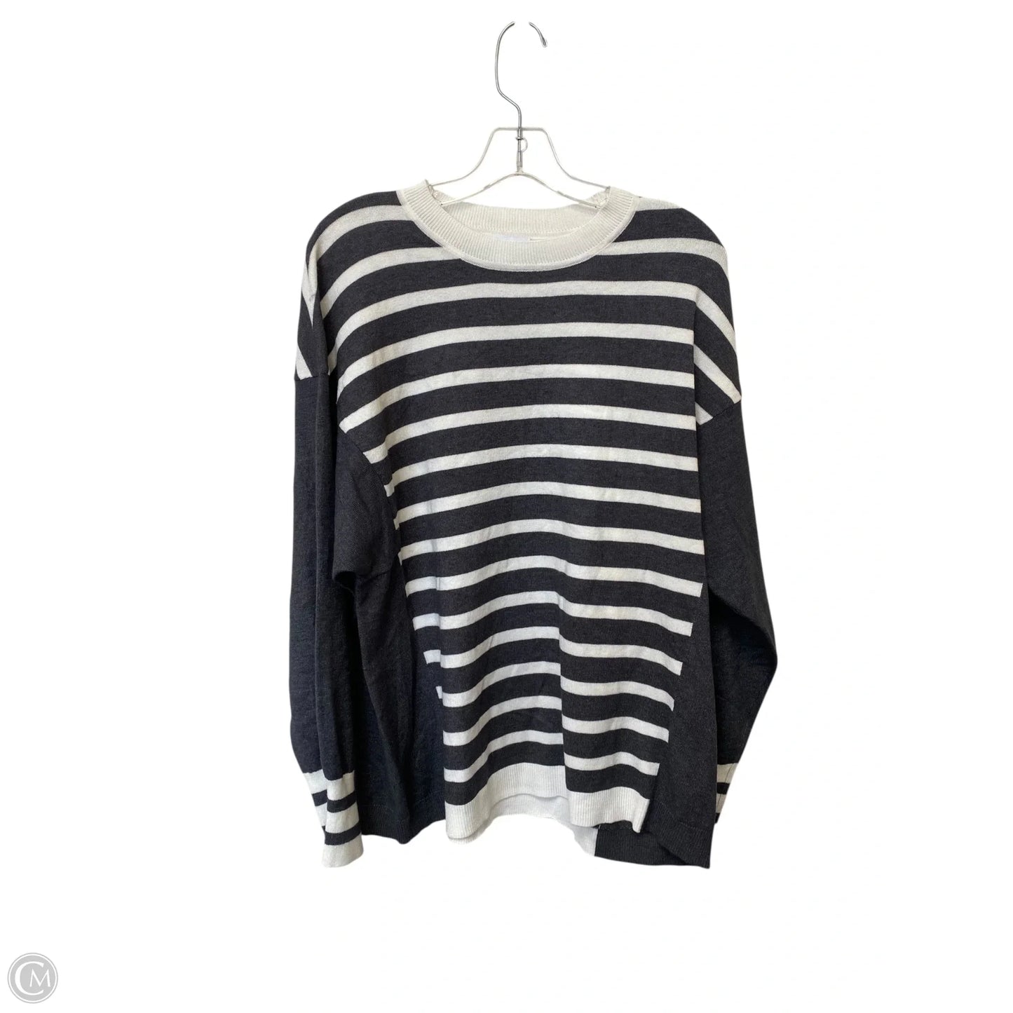 Sweater By Liz Claiborne In Grey & White, Size: 2x