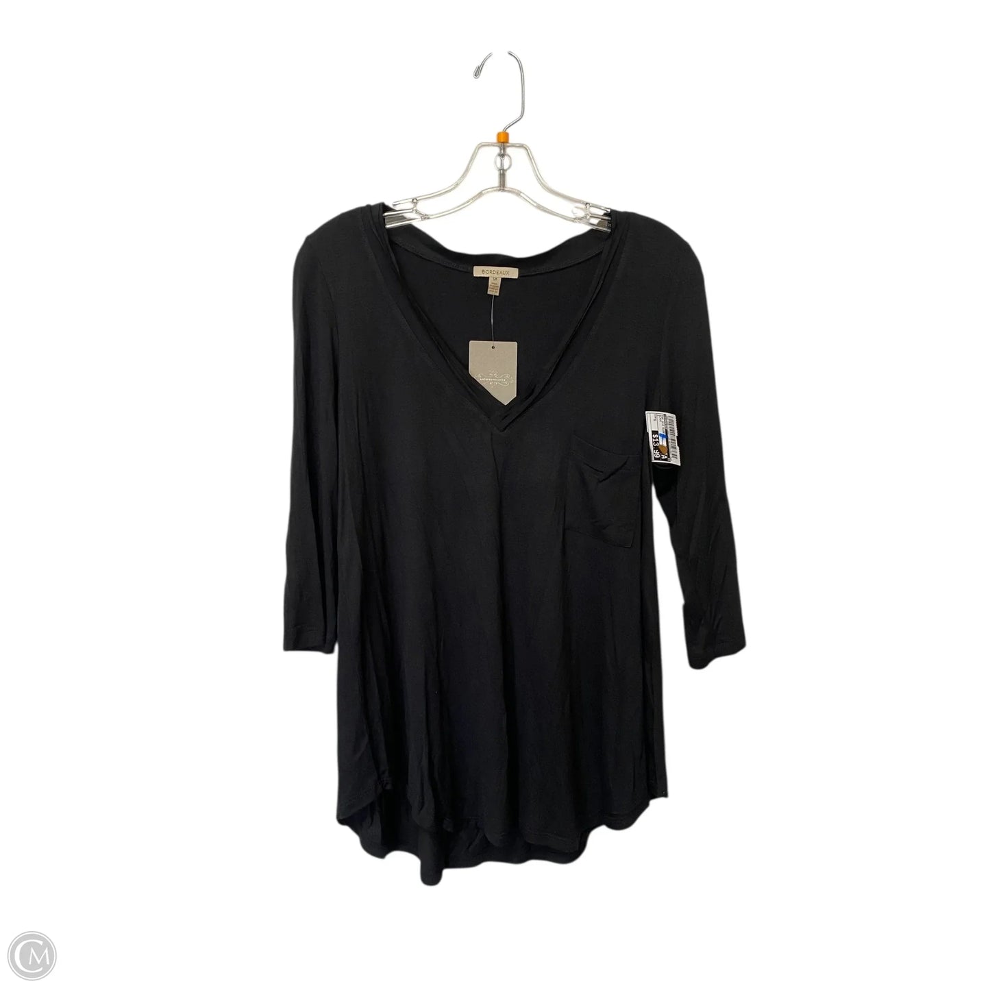 Top 3/4 Sleeve By Bordeaux In Black, Size: S