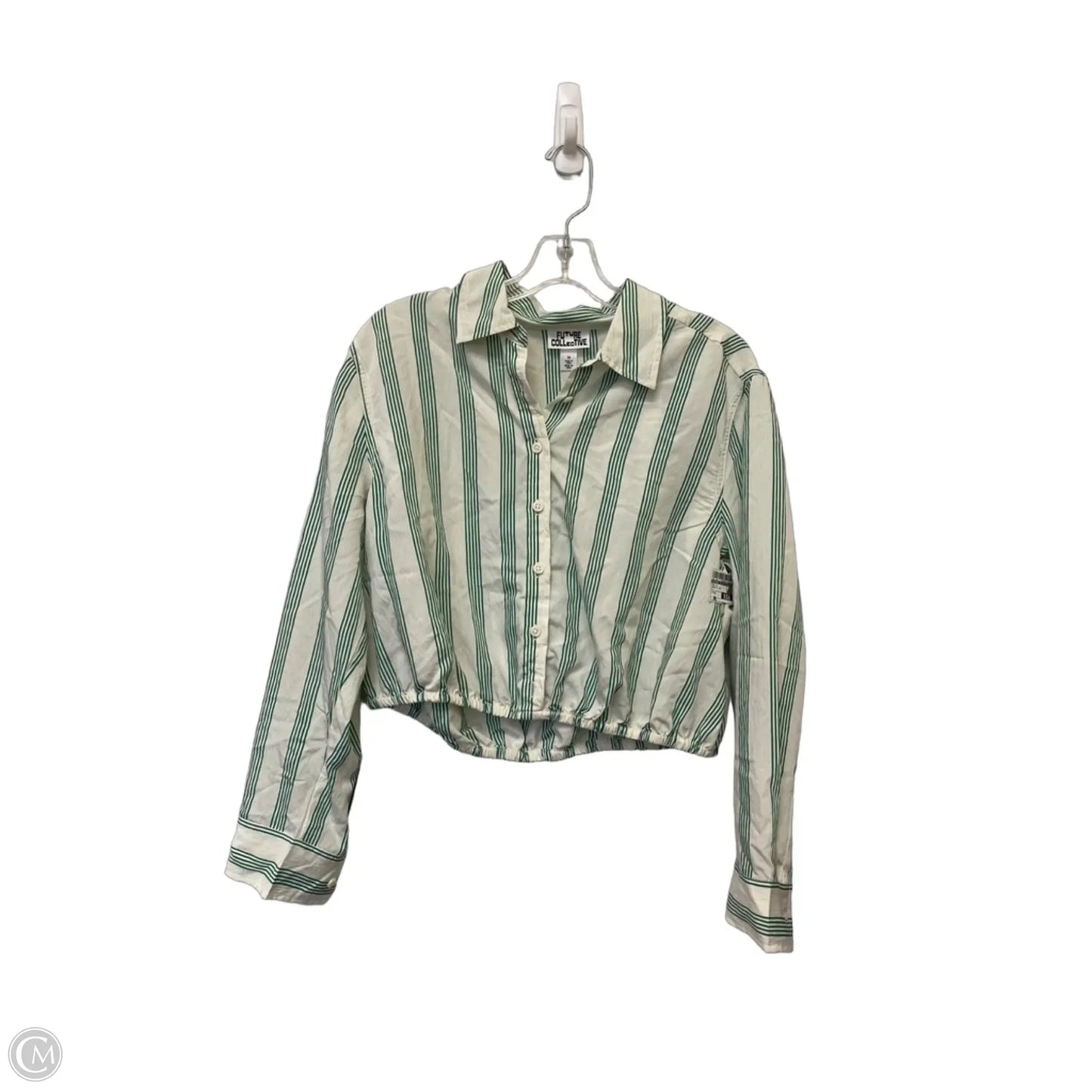 Top Long Sleeve By Future Collective In Green & Tan, Size: M