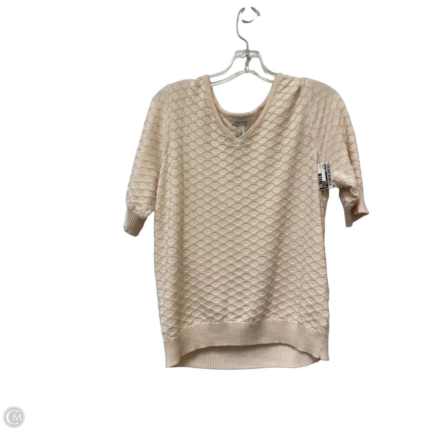 Top Short Sleeve By Ella Moss In Cream, Size: L
