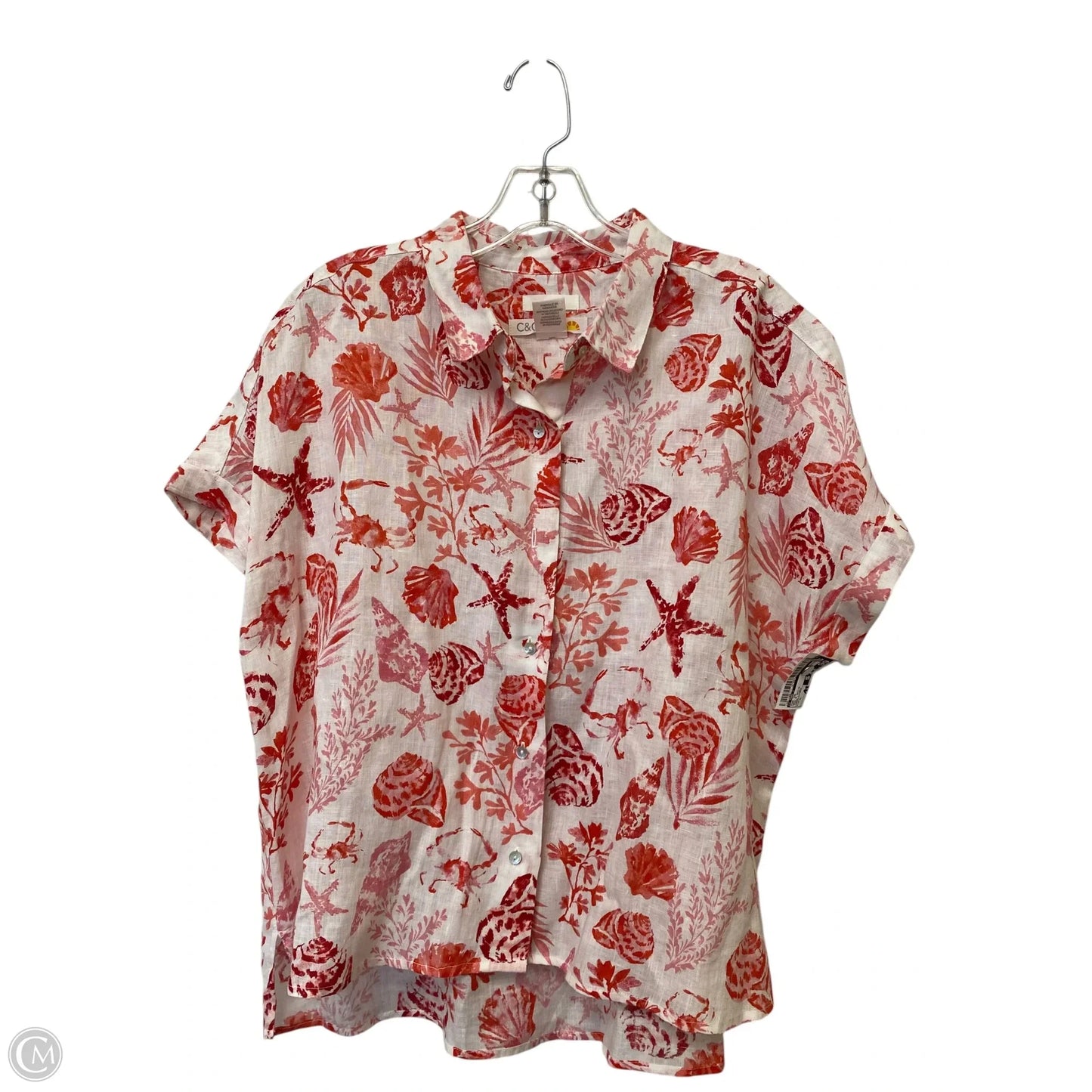 Top Short Sleeve By C And C In Red & White, Size: L