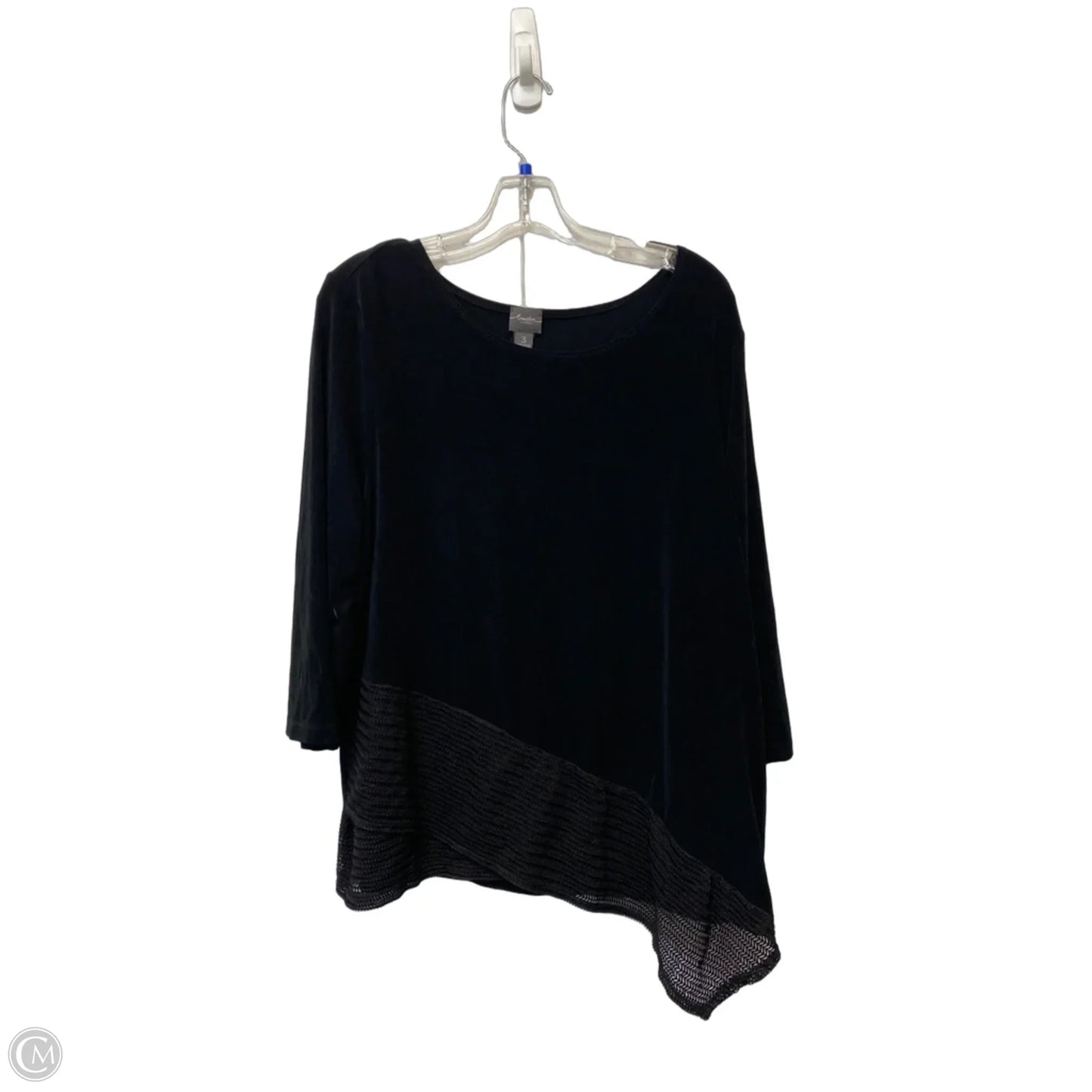 Top 3/4 Sleeve By Chicos In Black, Size: 3x