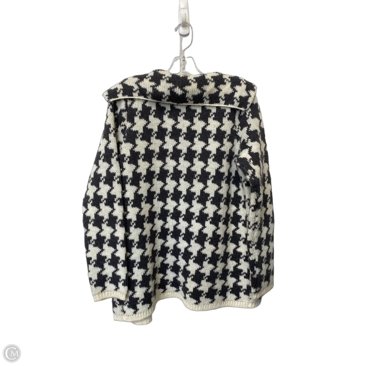 Sweater Cardigan By Ann Taylor In Grey & White, Size: M