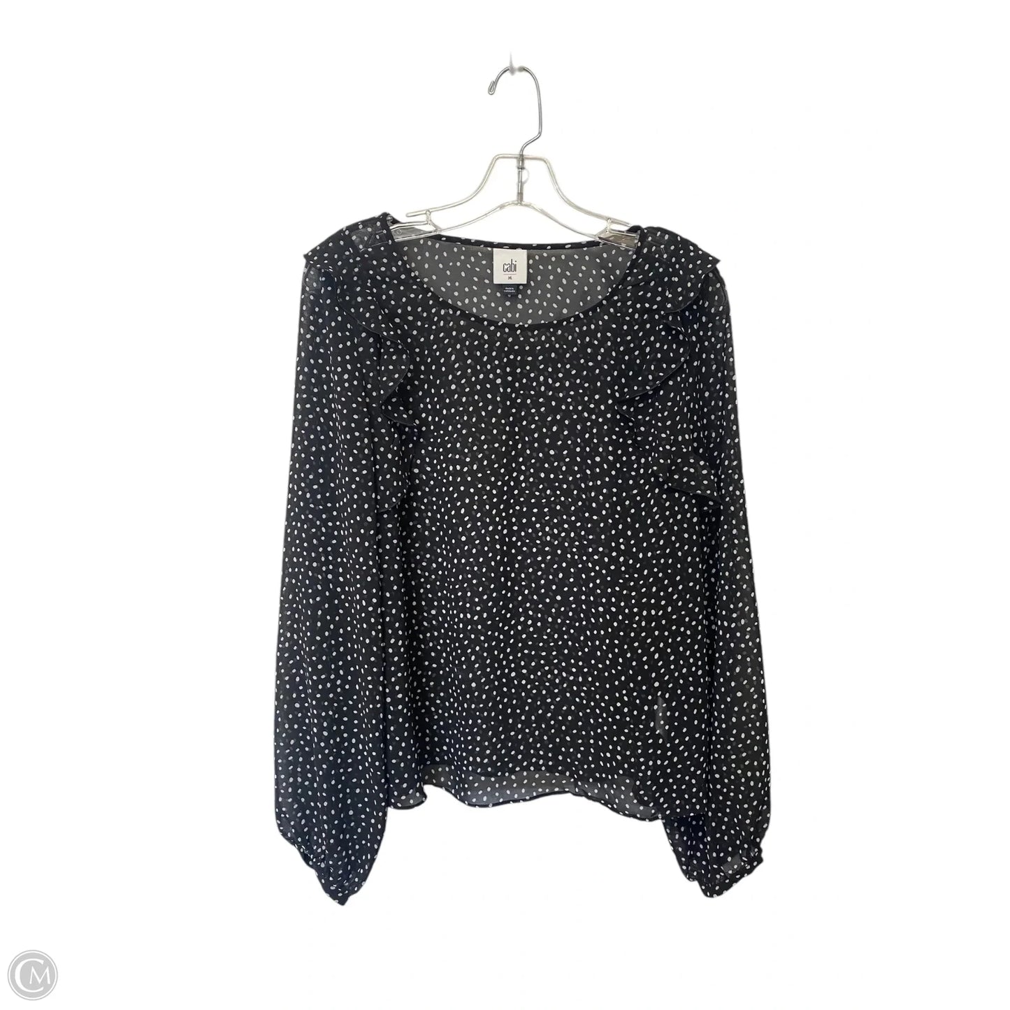 Top Long Sleeve By Cabi In Polkadot Pattern, Size: M