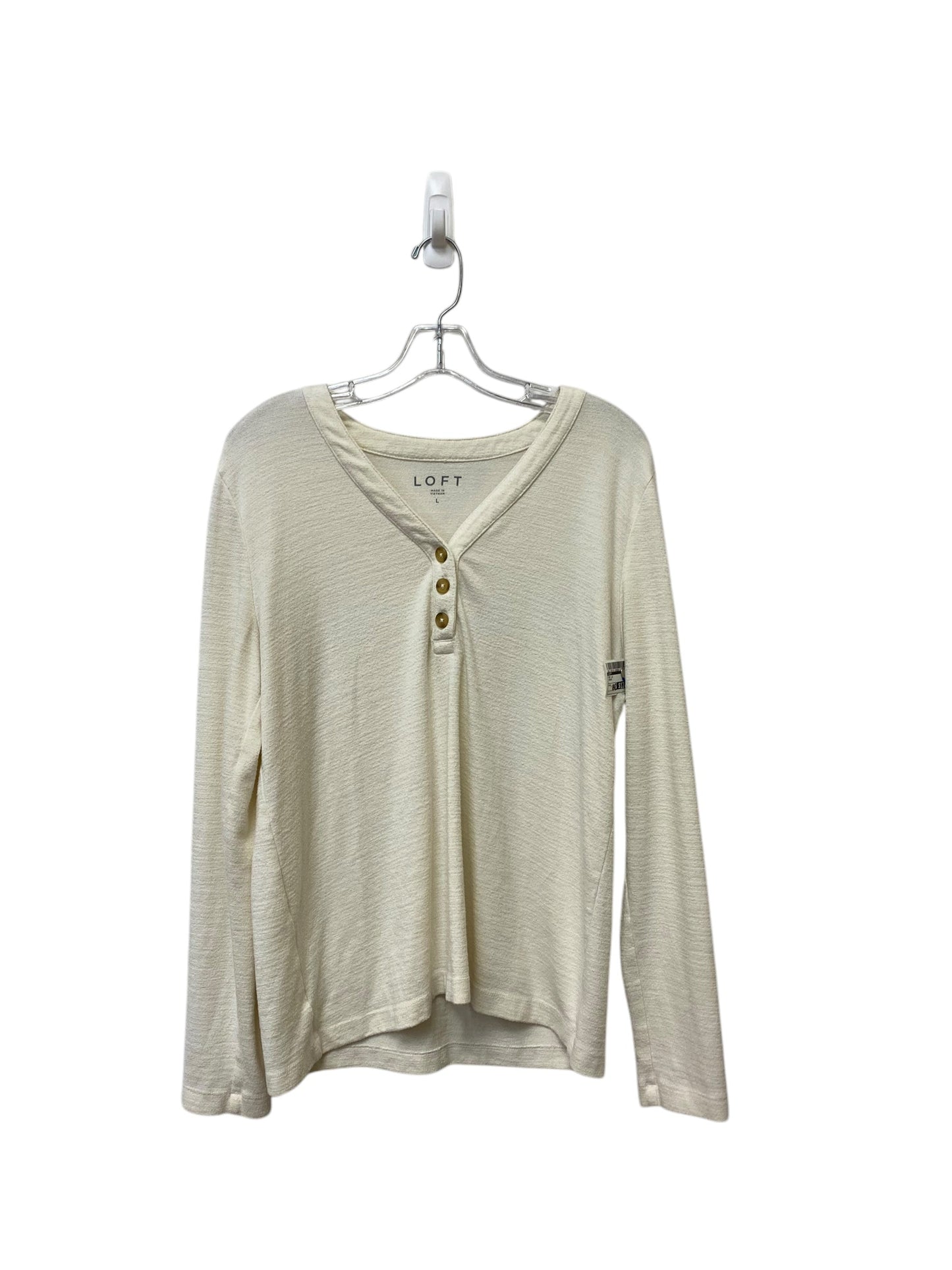 Top Long Sleeve By Loft In Cream, Size: L