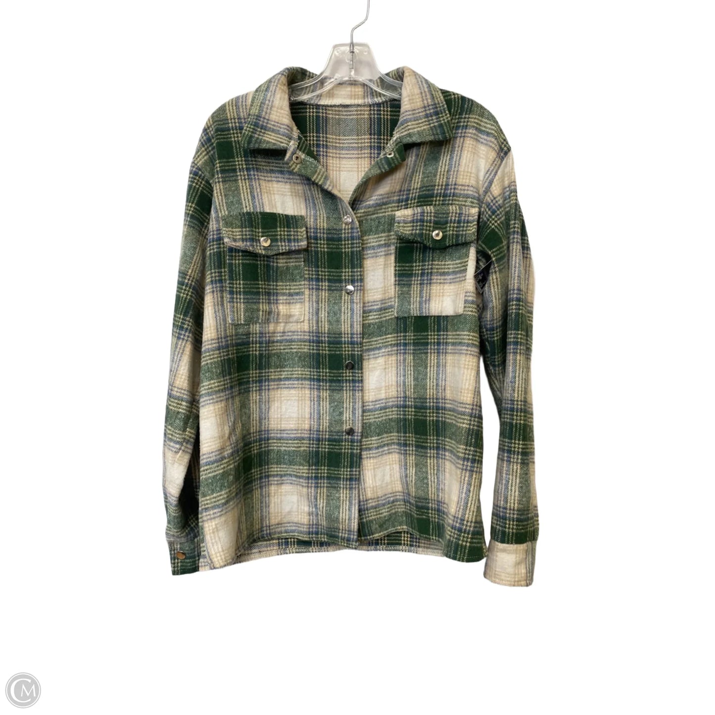 Jacket Shirt By Clothes Mentor In Green, Size: M