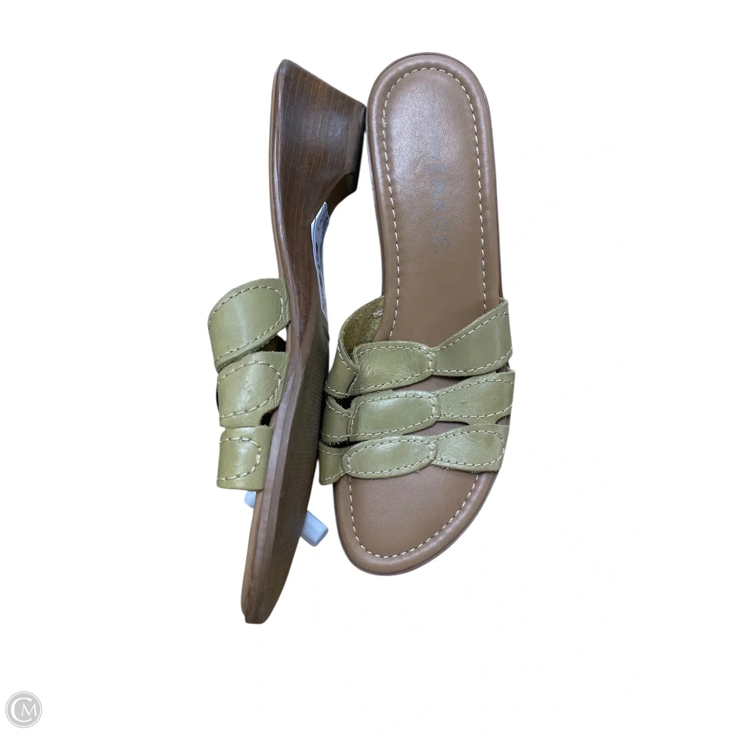 Sandals Heels Block By George In Green, Size: 9.5