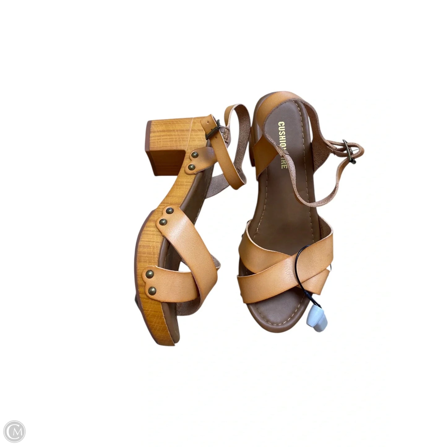 Sandals Heels Block By Cushionaire In Tan, Size: 6.5