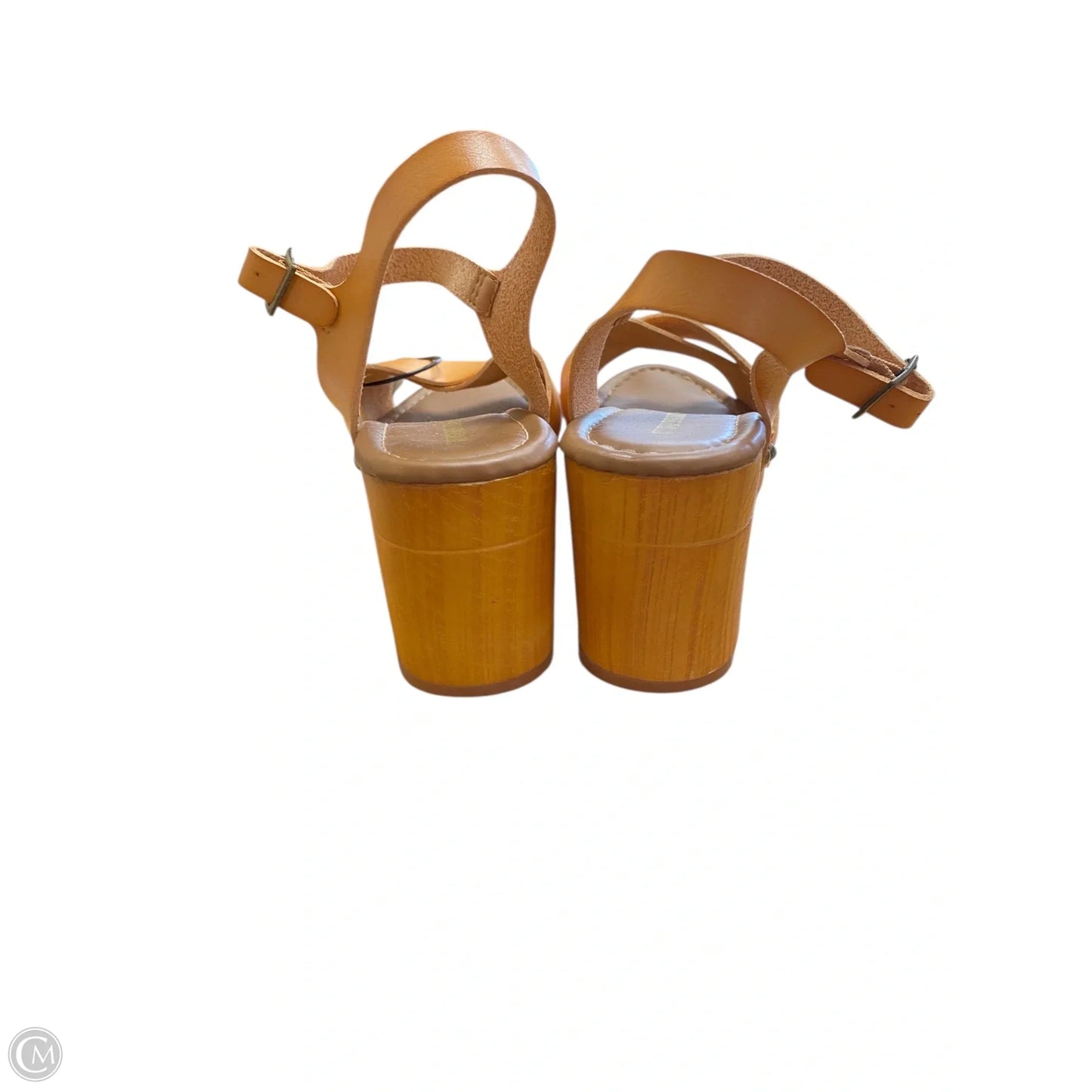 Sandals Heels Block By Cushionaire In Tan, Size: 6.5