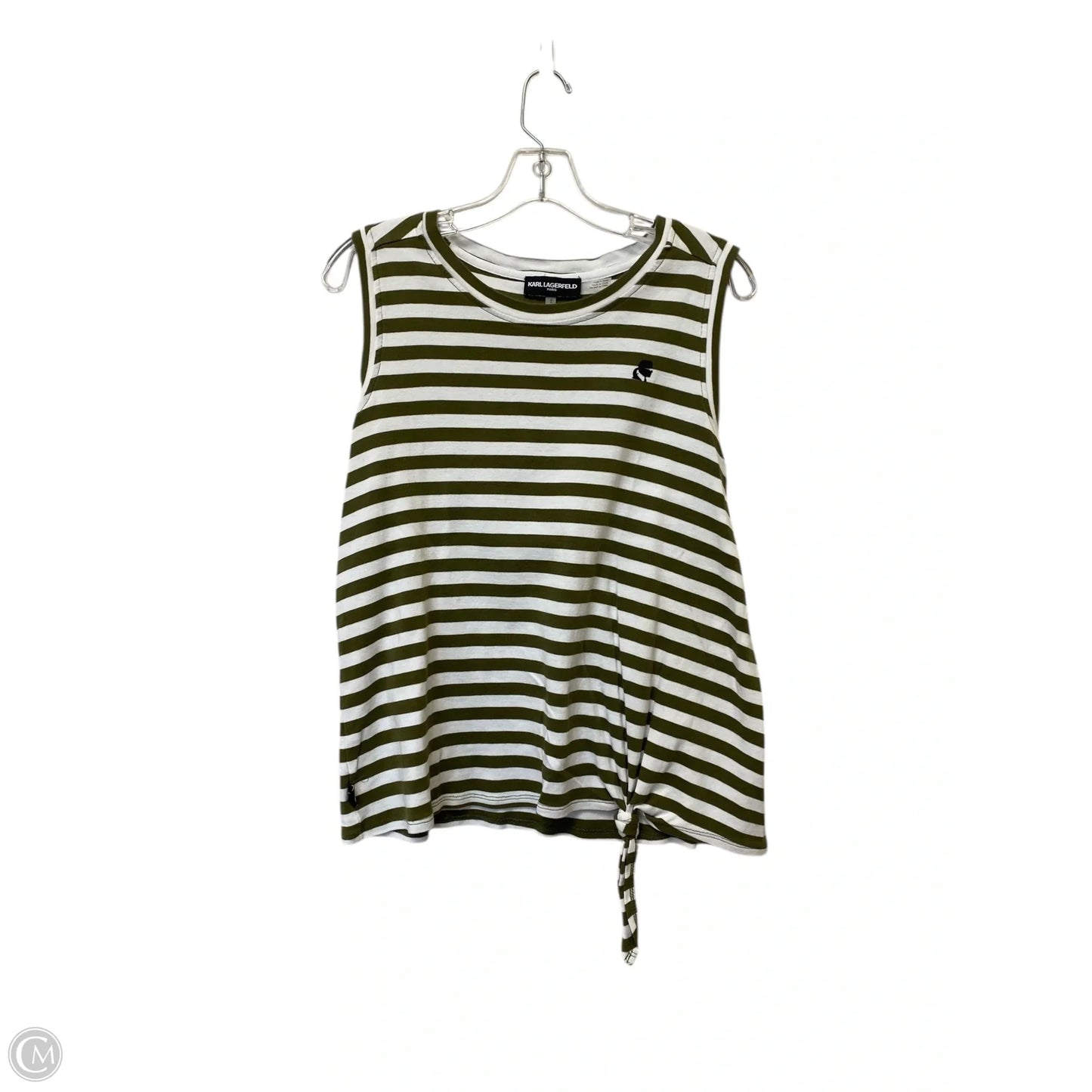Top Sleeveless Designer By Karl Lagerfeld In Striped Pattern, Size: M