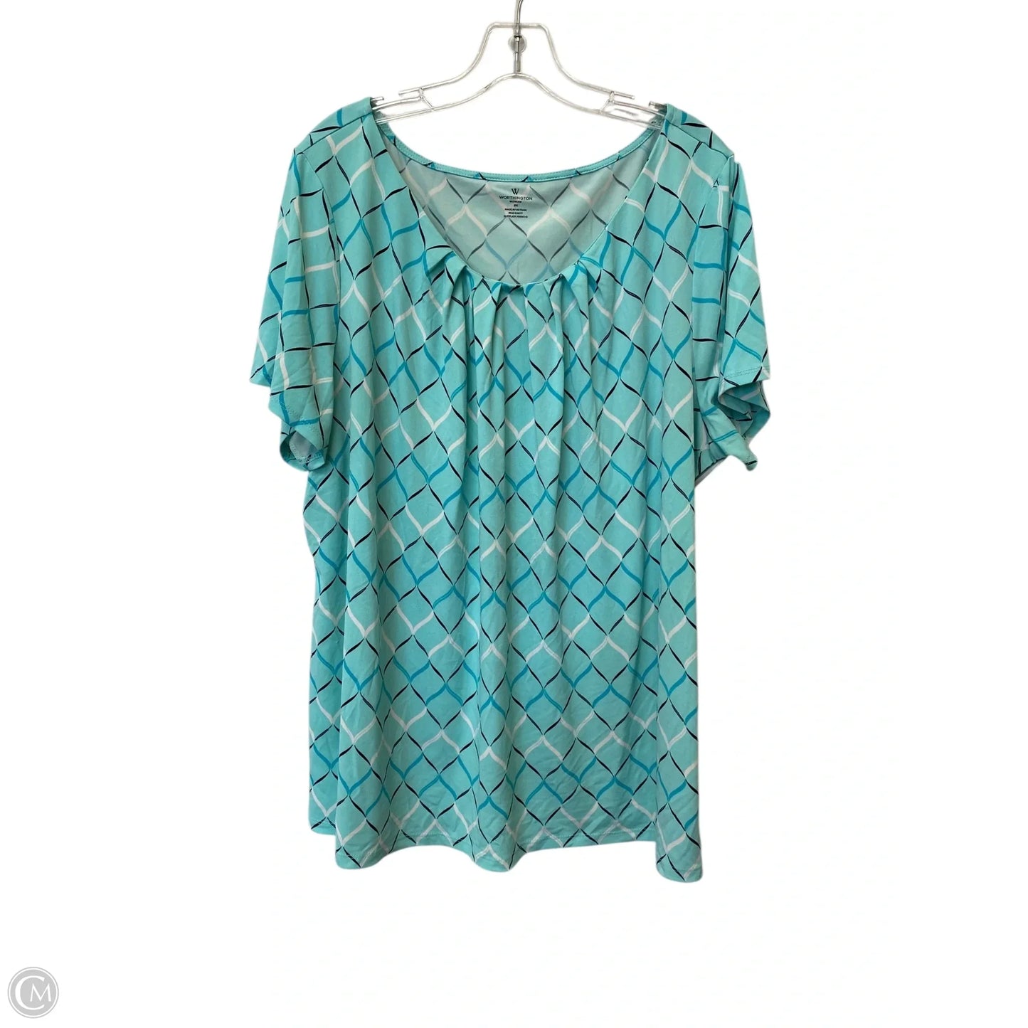 Top Short Sleeve By Worthington In Blue, Size: 2x