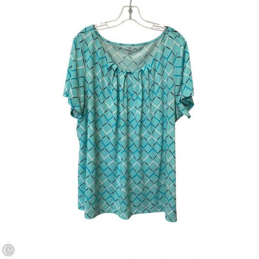 Top Short Sleeve By Worthington In Blue, Size: 2x