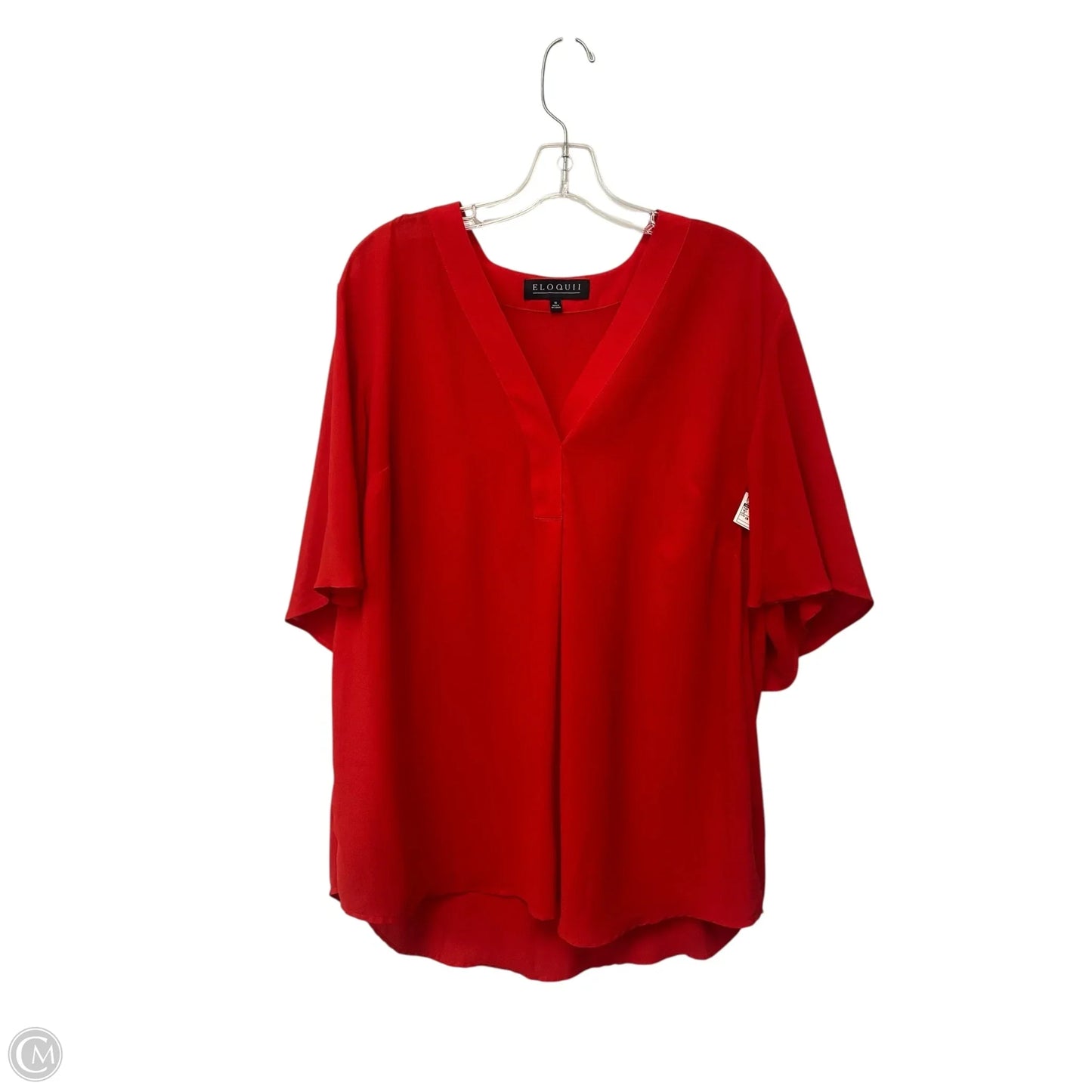 Top Short Sleeve Basic By Eloquii In Red, Size: 16