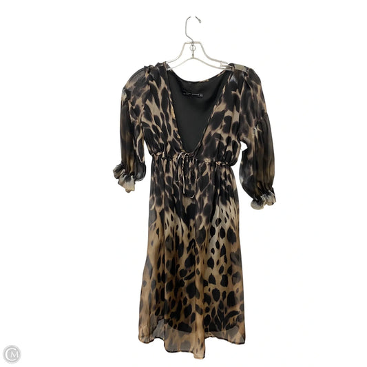 Dress Casual Short By Zara Women In Animal Print, Size: M