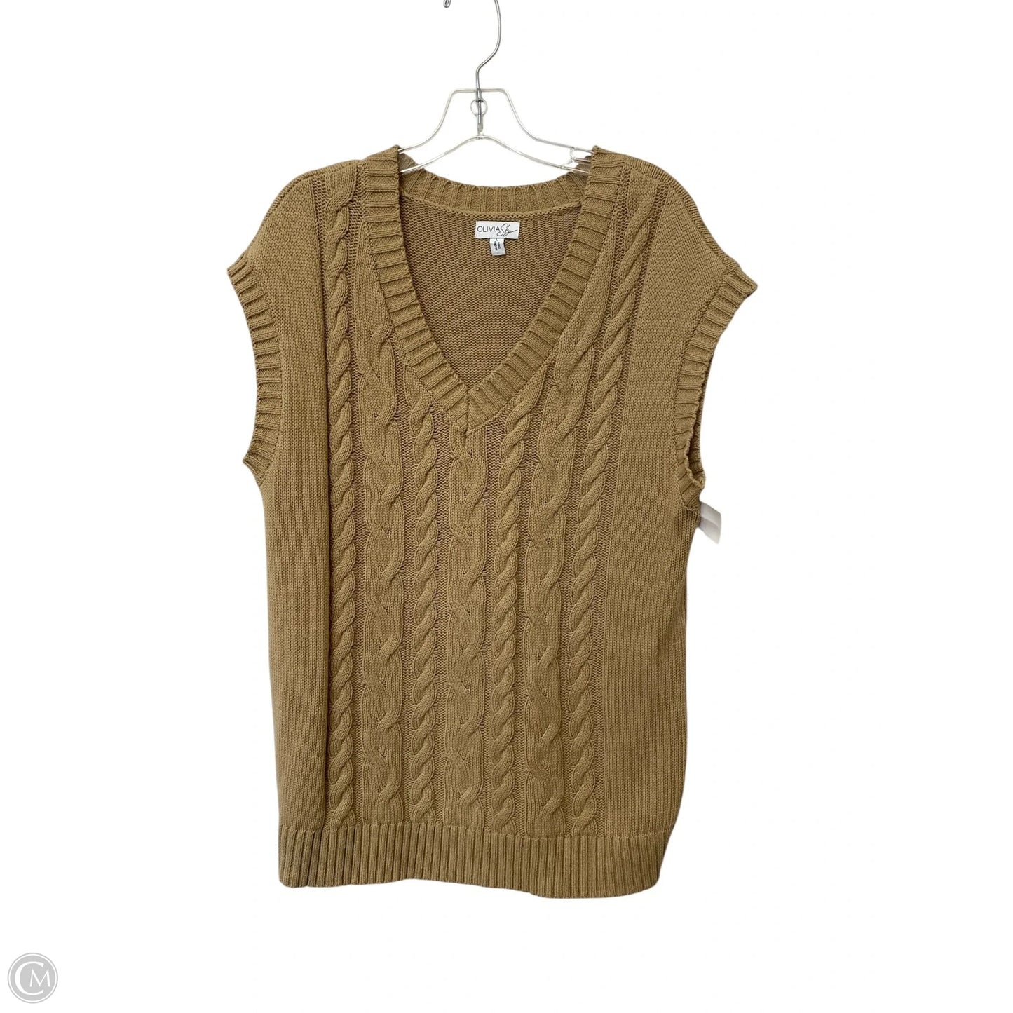 Vest Sweater By Olivia Sky In Tan, Size: L