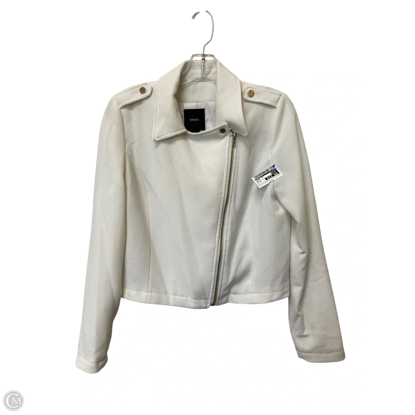 Jacket Moto By Forever 21 In White, Size: M