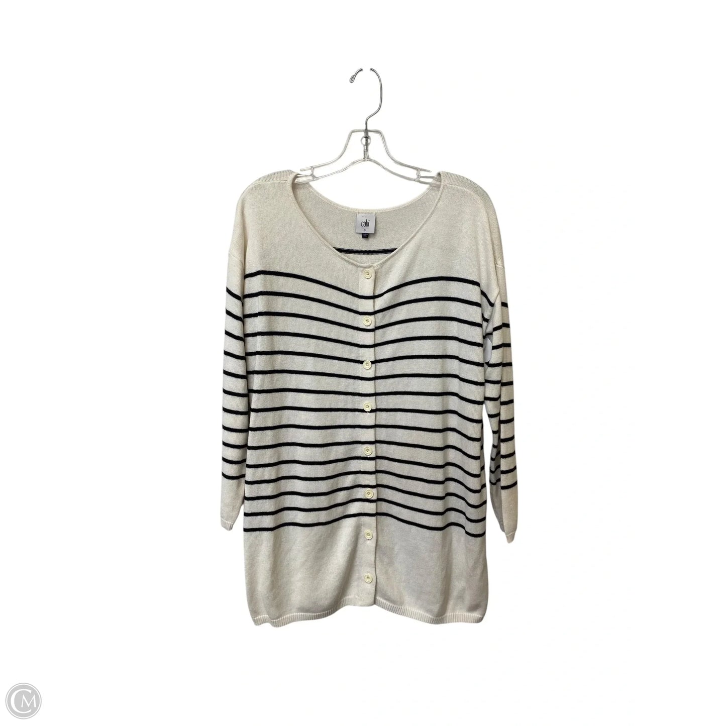 Sweater Cardigan By Cabi In Striped Pattern, Size: S