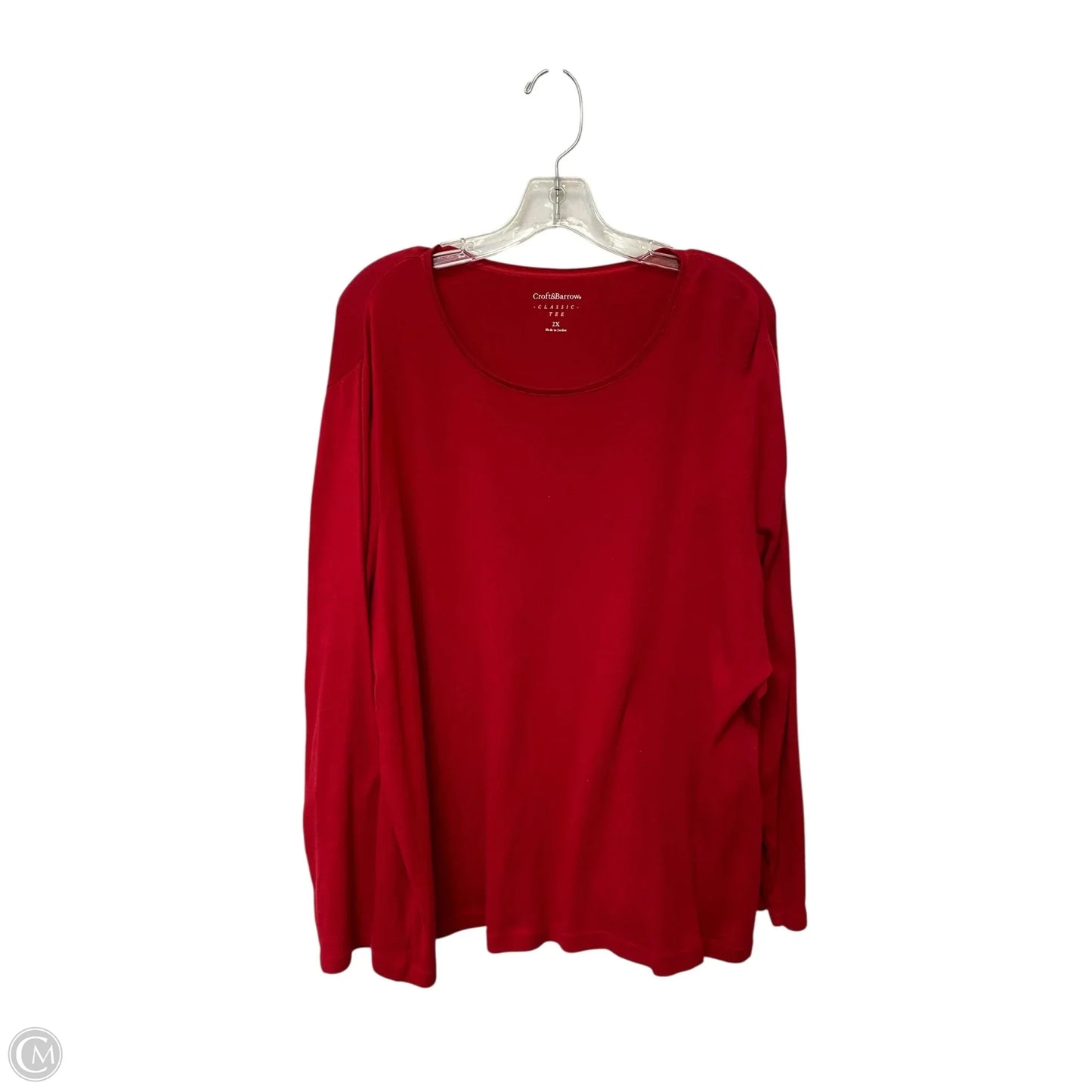 Top Long Sleeve Basic By Croft And Barrow In Red, Size: 2x