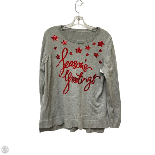 Top Long Sleeve By Cme In Grey, Size: L