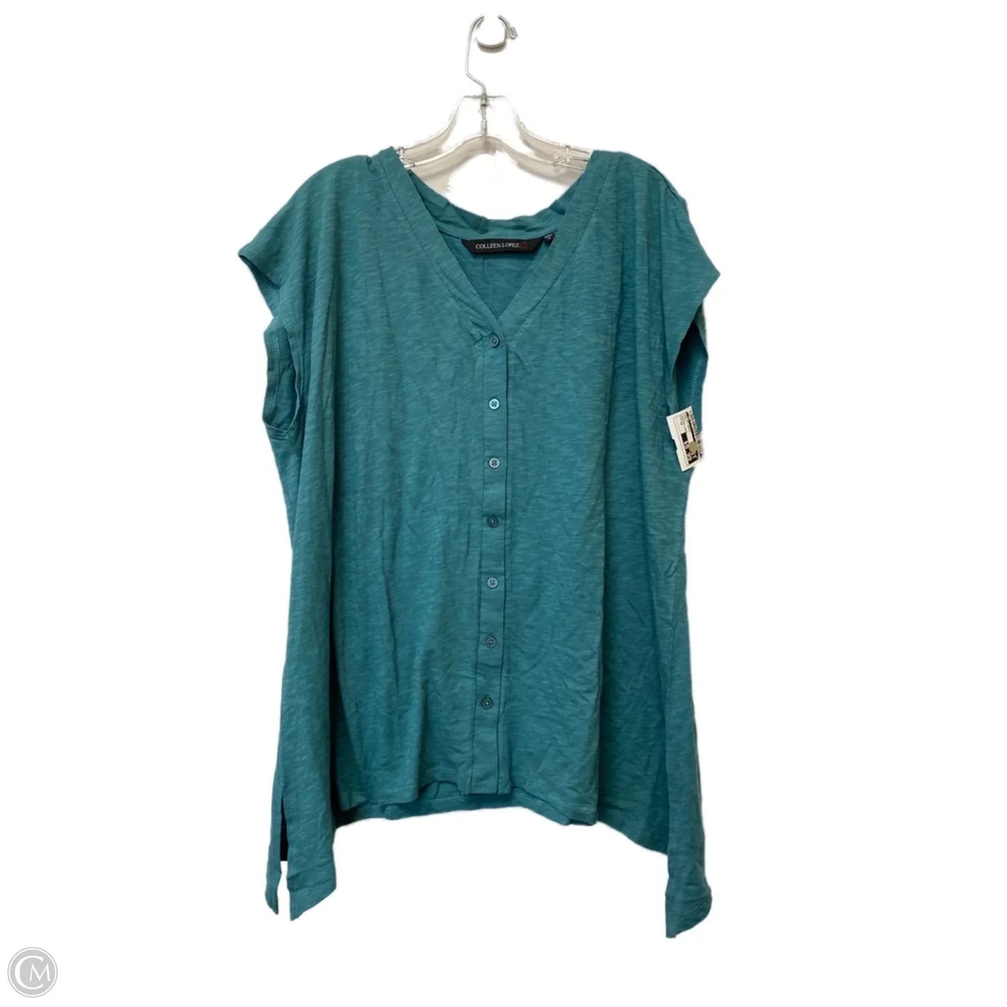 Top Short Sleeve Basic By Cmf In Blue, Size: 1x