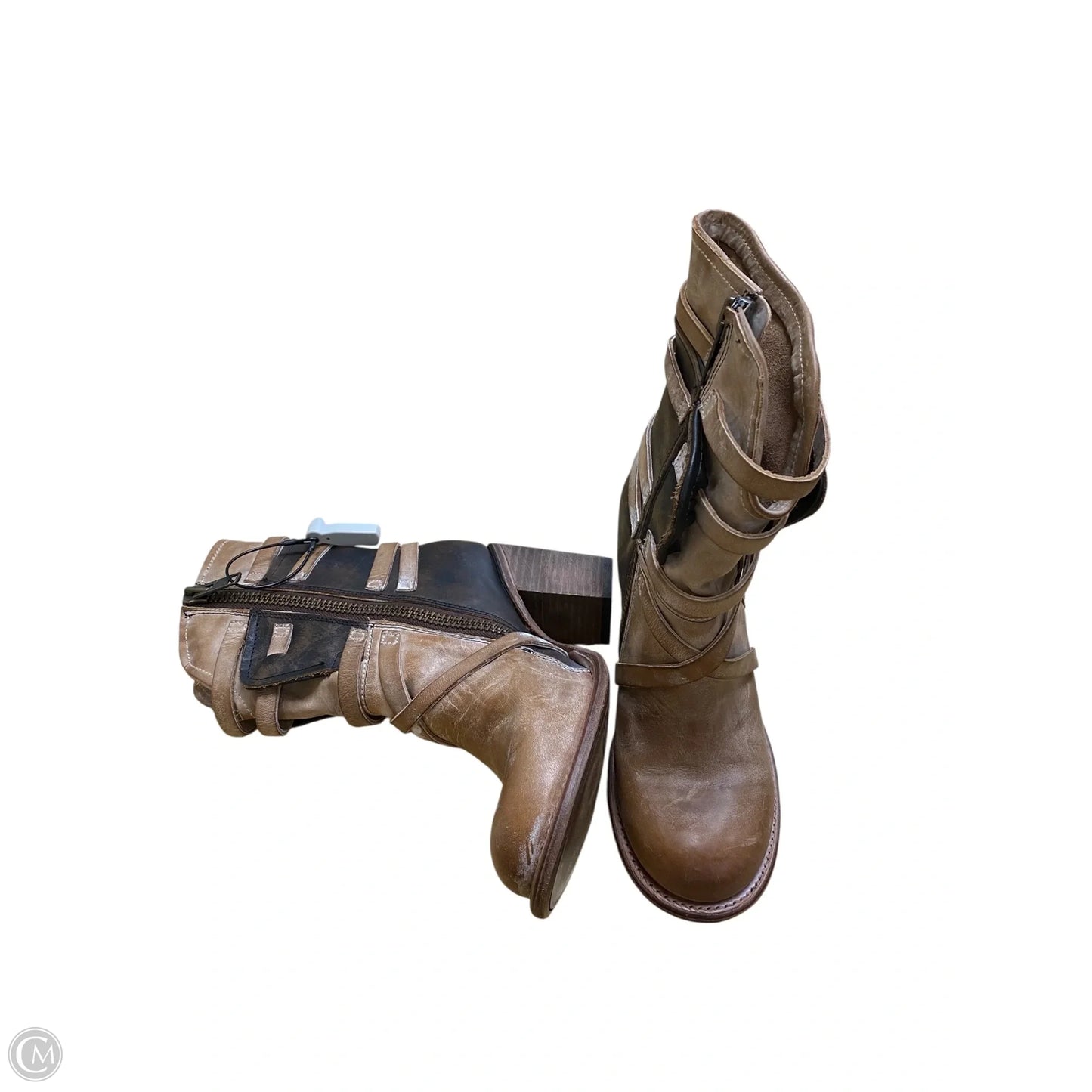 Boots Ankle Heels By Freebird In Brown, Size: 8