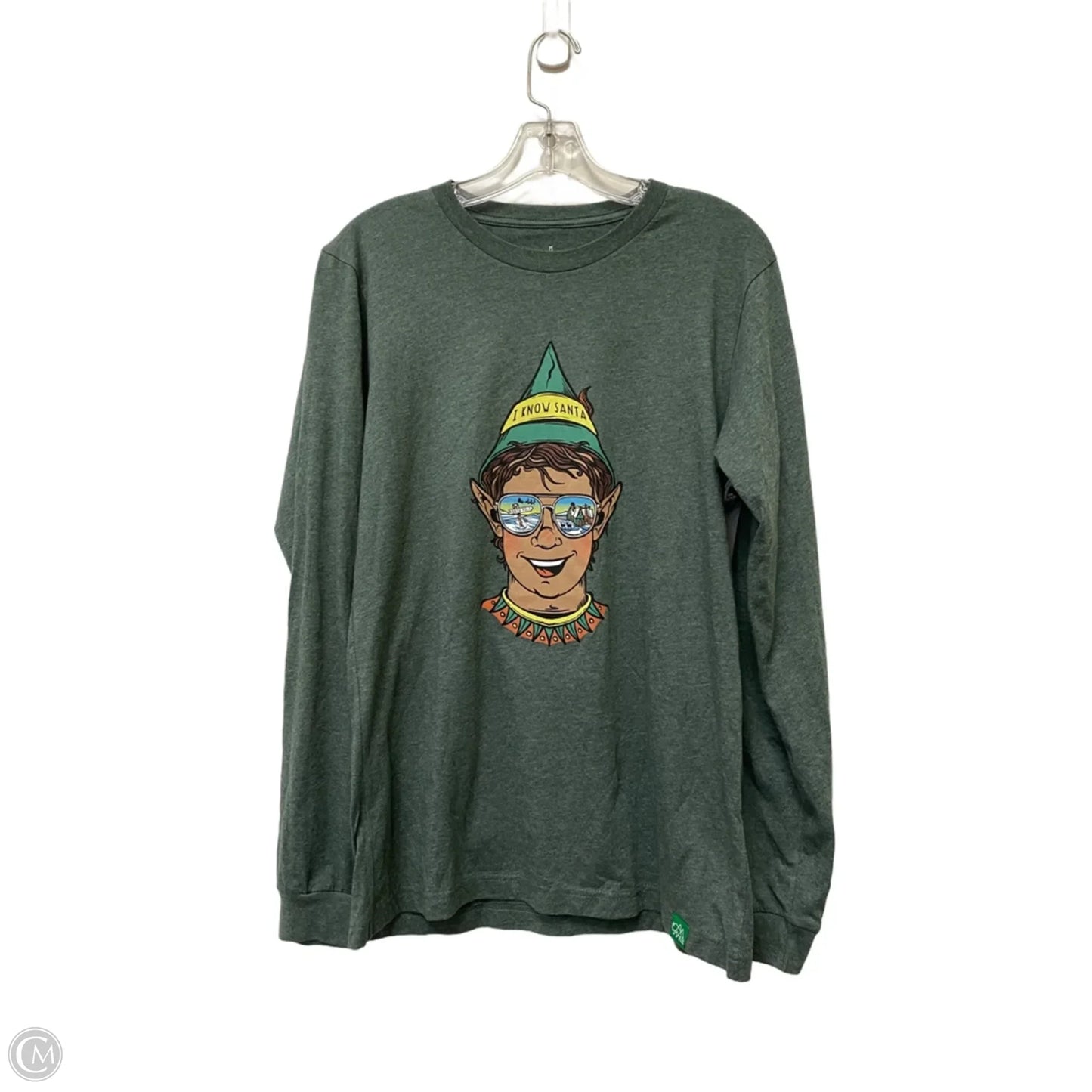 Top Long Sleeve By Cme In Green, Size: M