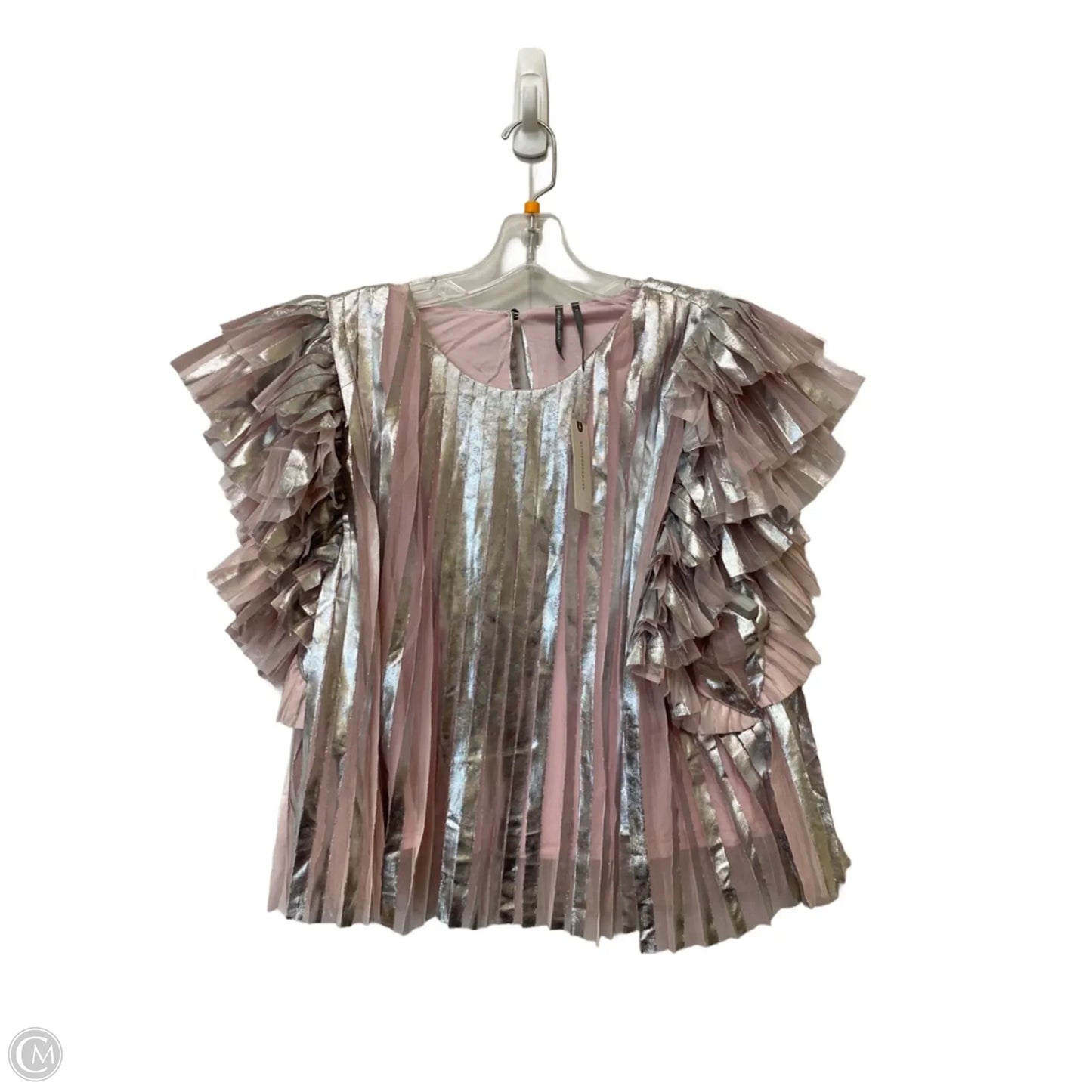 Top Short Sleeve By Anthropologie In Silver, Size: S