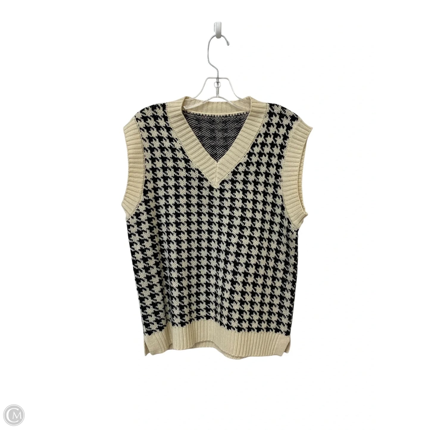 Vest Sweater By Clothes Mentor In Black & Cream, Size: M