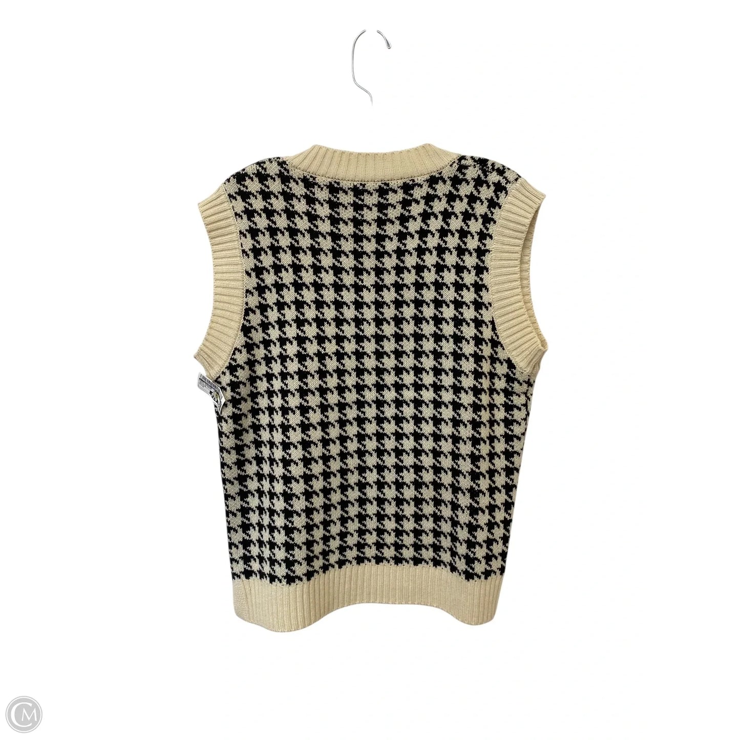 Vest Sweater By Clothes Mentor In Black & Cream, Size: M
