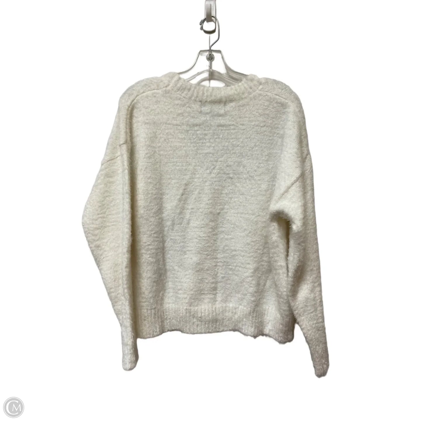 Sweater Cardigan By Clothes Mentor In White, Size: L