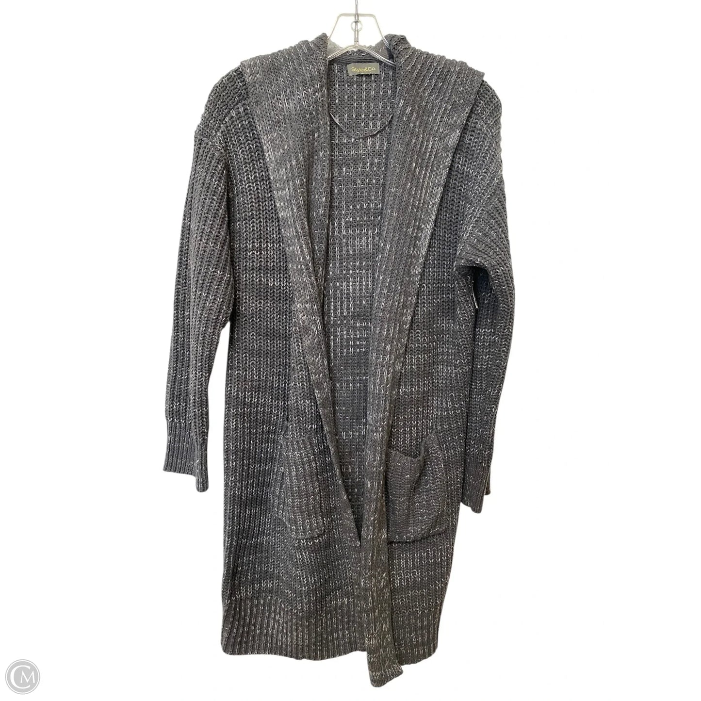 Sweater Cardigan By Style And Company In Grey, Size: L