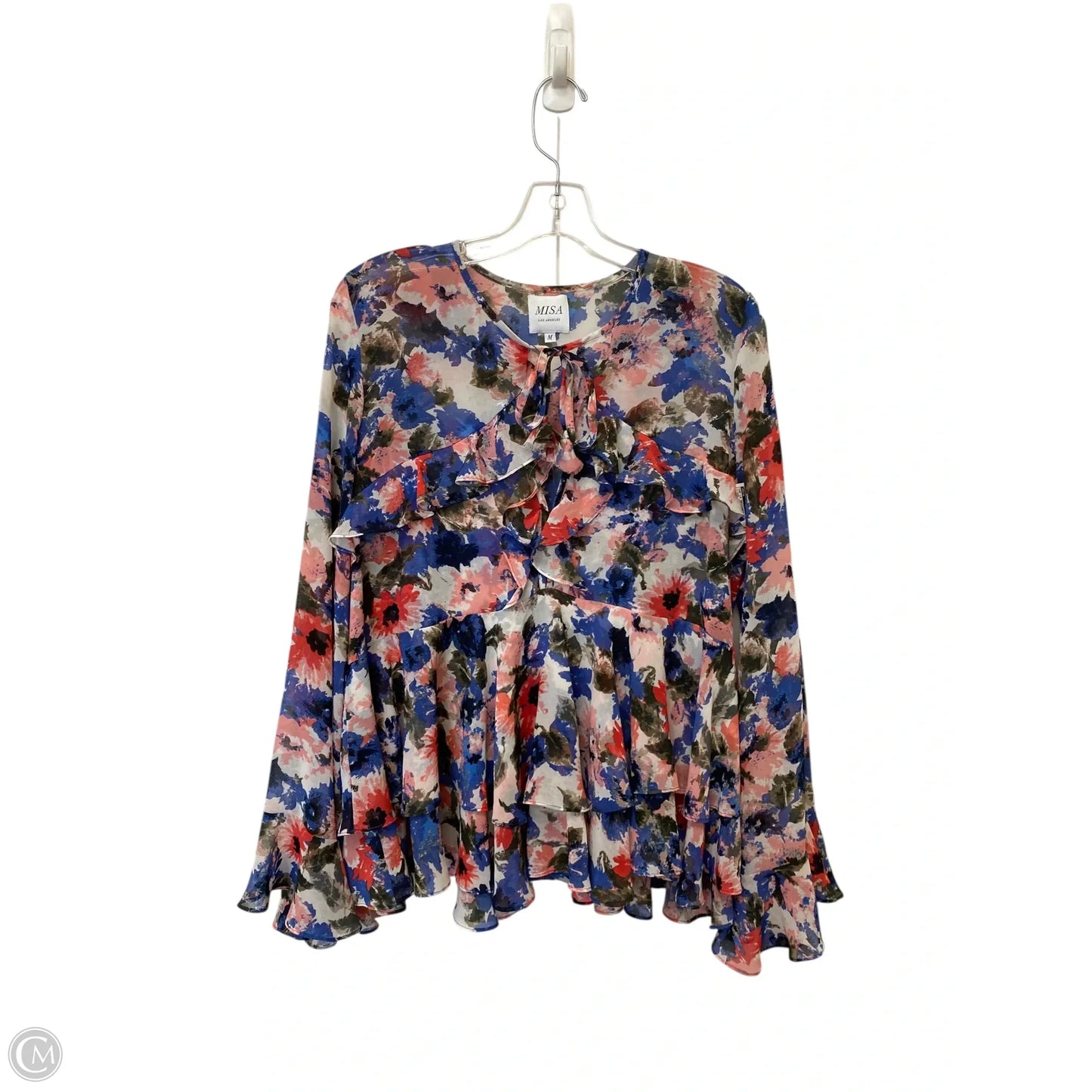 Top Long Sleeve Designer By Misa In Floral Print, Size: M