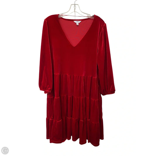 Dress Casual Midi By Time And Tru In Red, Size: Xl