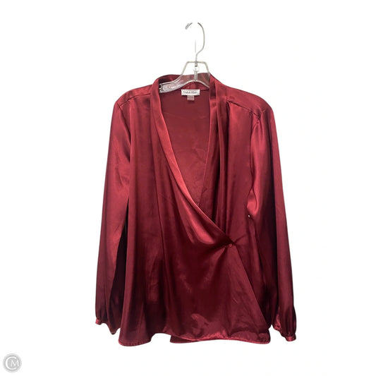 Top Long Sleeve By Calvin Klein In Red, Size: 1x