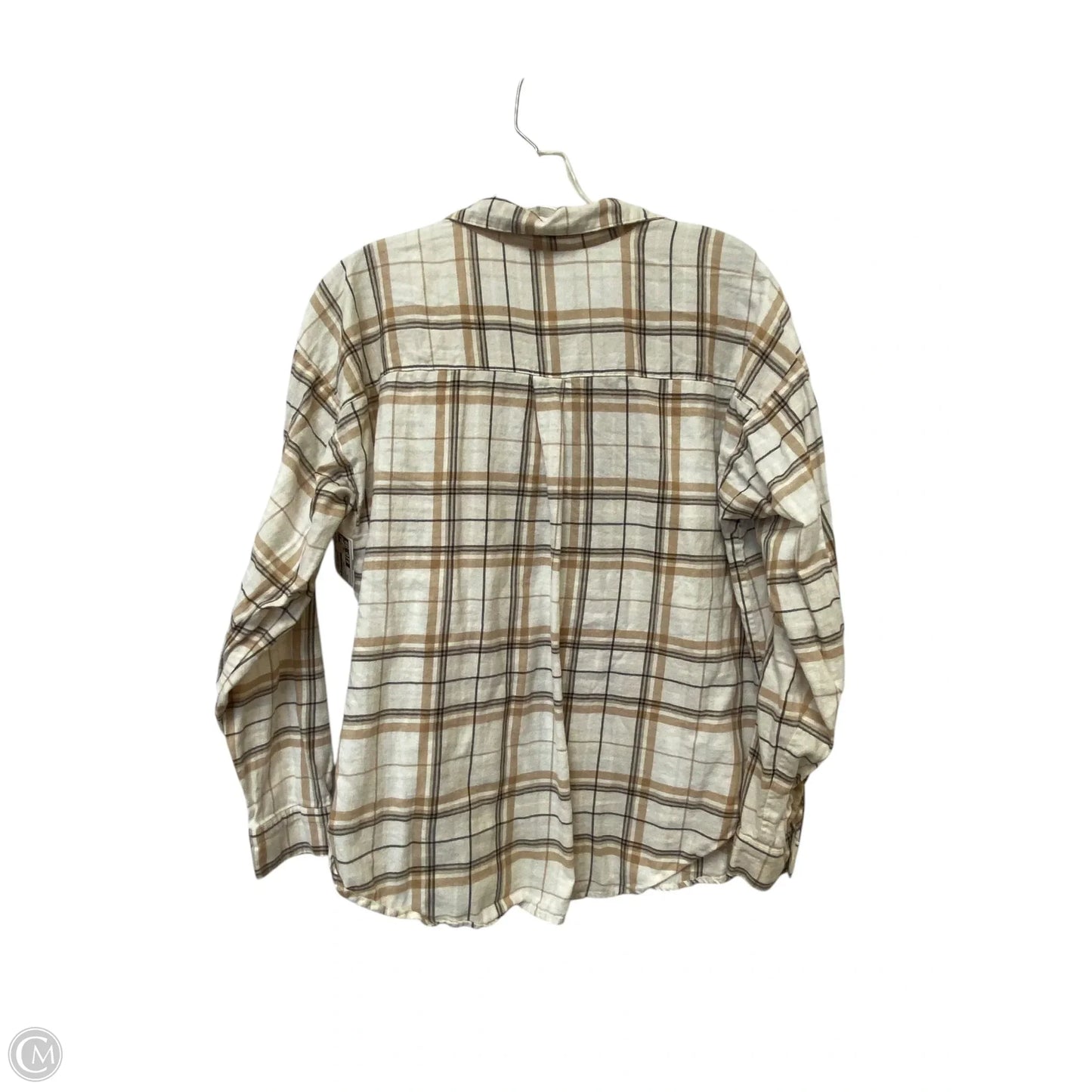 Top Long Sleeve Basic By Loft In Plaid Pattern, Size: M