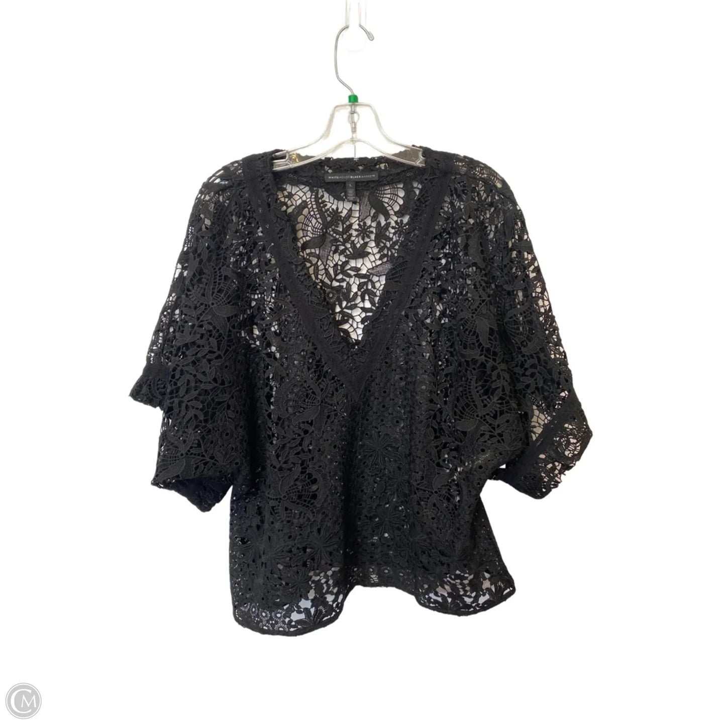 Top Short Sleeve By White House Black Market In Black, Size: L