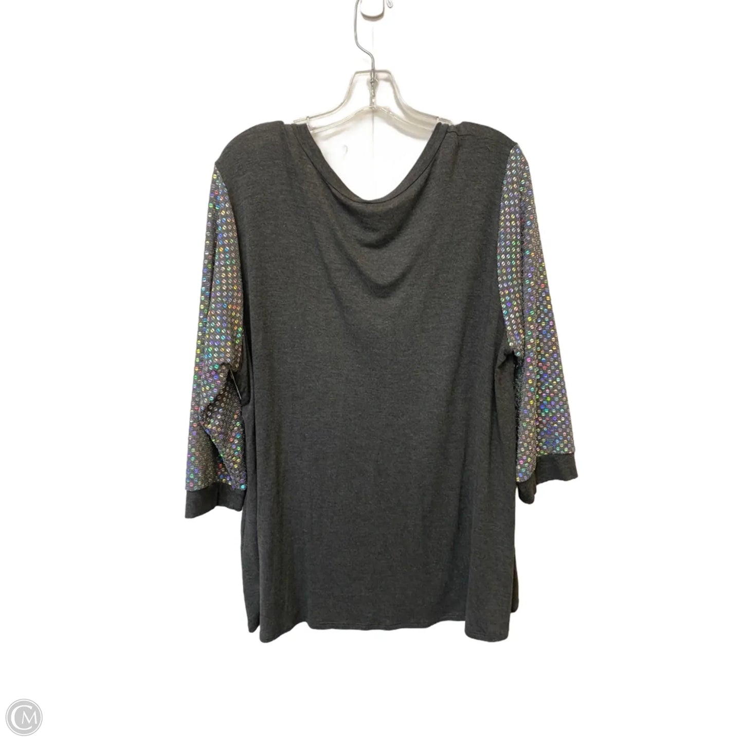 Top 3/4 Sleeve By Cme In Grey, Size: 1x