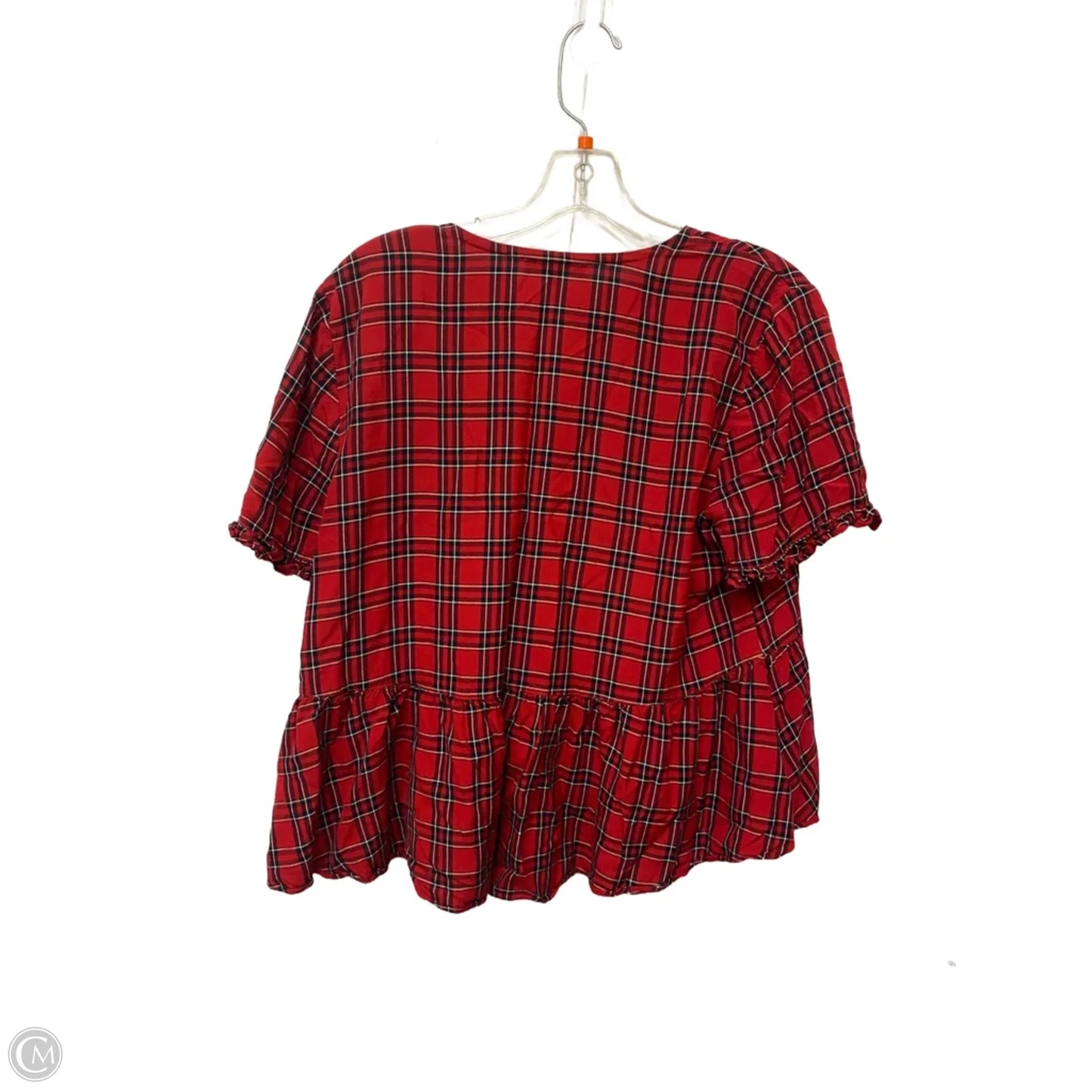 Top Short Sleeve By Madewell In Plaid Pattern, Size: L