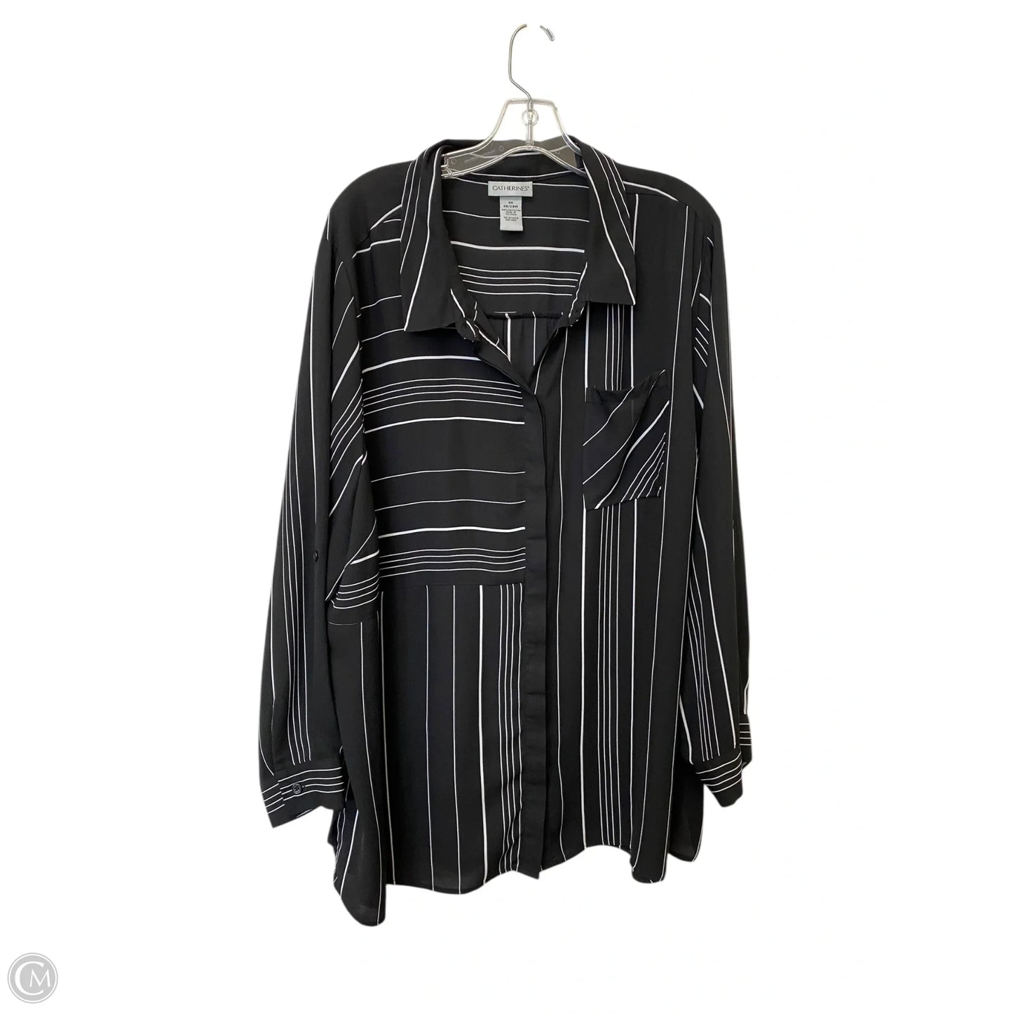 Top Long Sleeve Basic By Catherines In Striped Pattern, Size: 3x