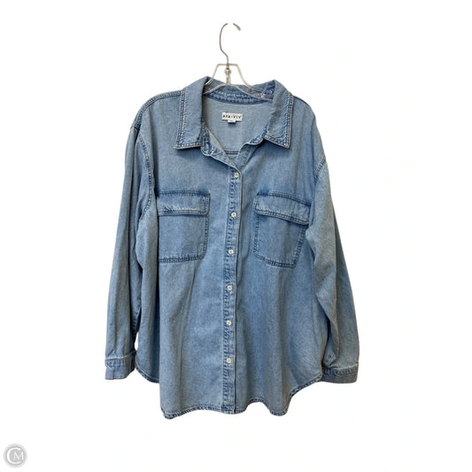 Top Long Sleeve By Ava & Viv In Blue Denim, Size: 3x