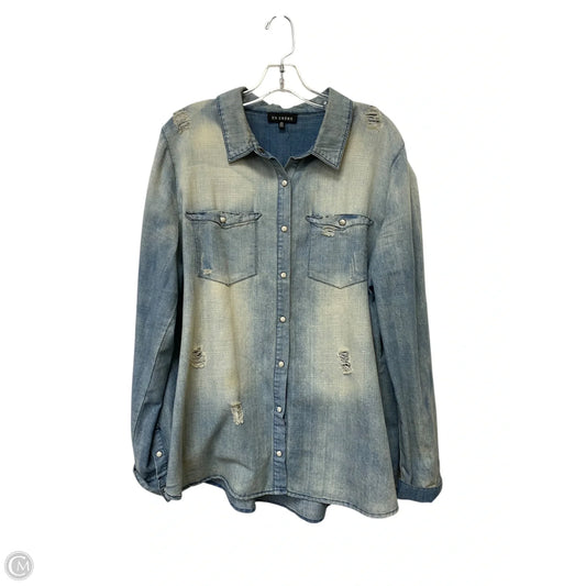 Top Long Sleeve By En Creme In Blue Denim, Size: 2x