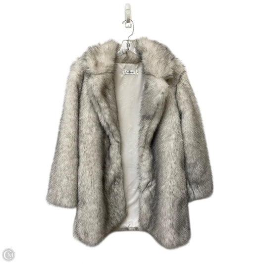 Coat Faux Fur & Sherpa By Cmf In Grey & White, Size: S