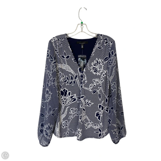 Top Long Sleeve By White House Black Market In Navy, Size: L