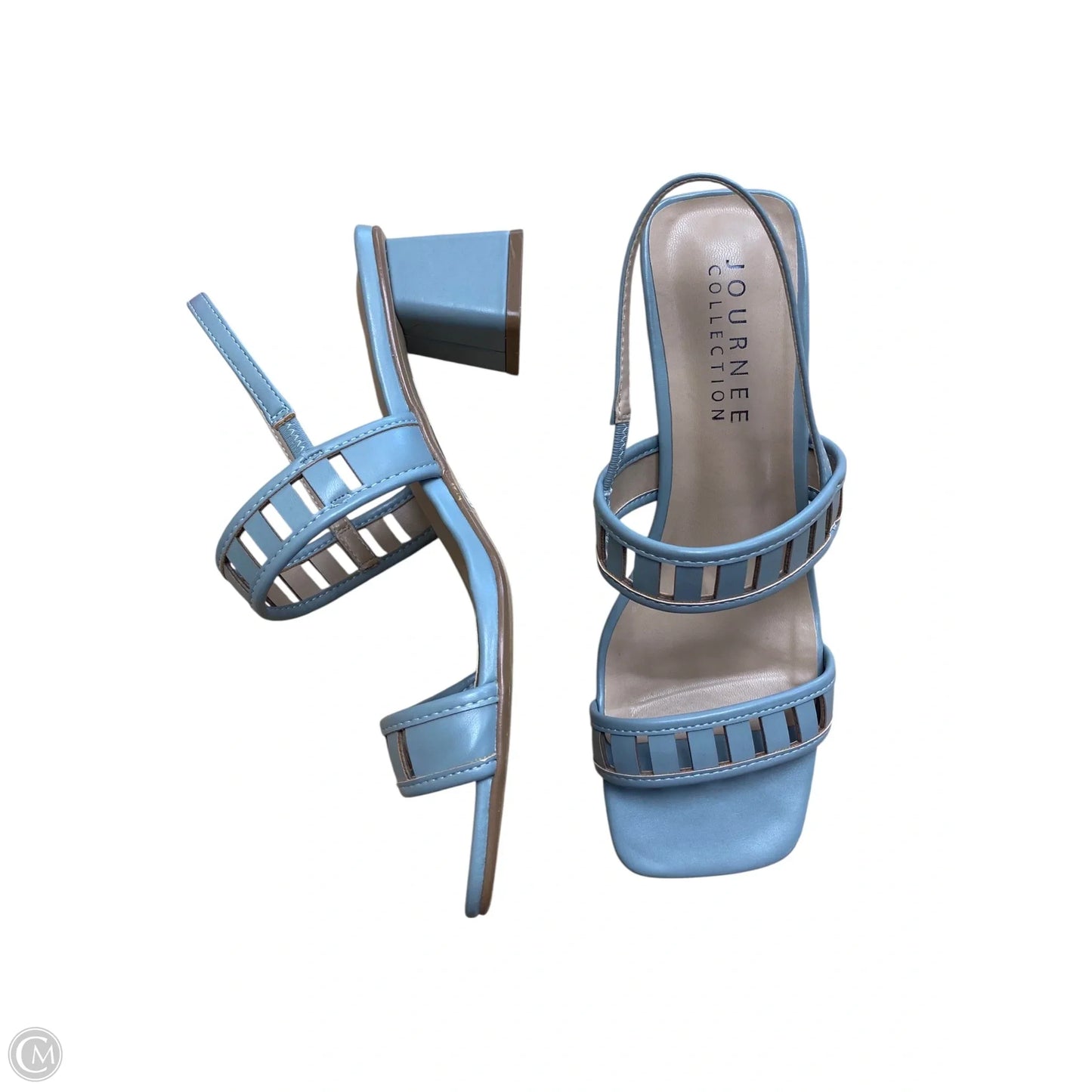 Sandals Heels Block By Journee In Blue, Size: 9