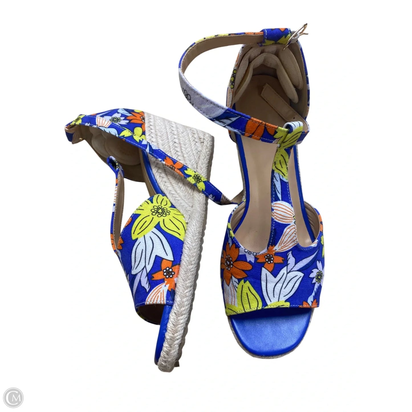 Sandals Heels Wedge By Cme In Floral Print, Size: 7.5