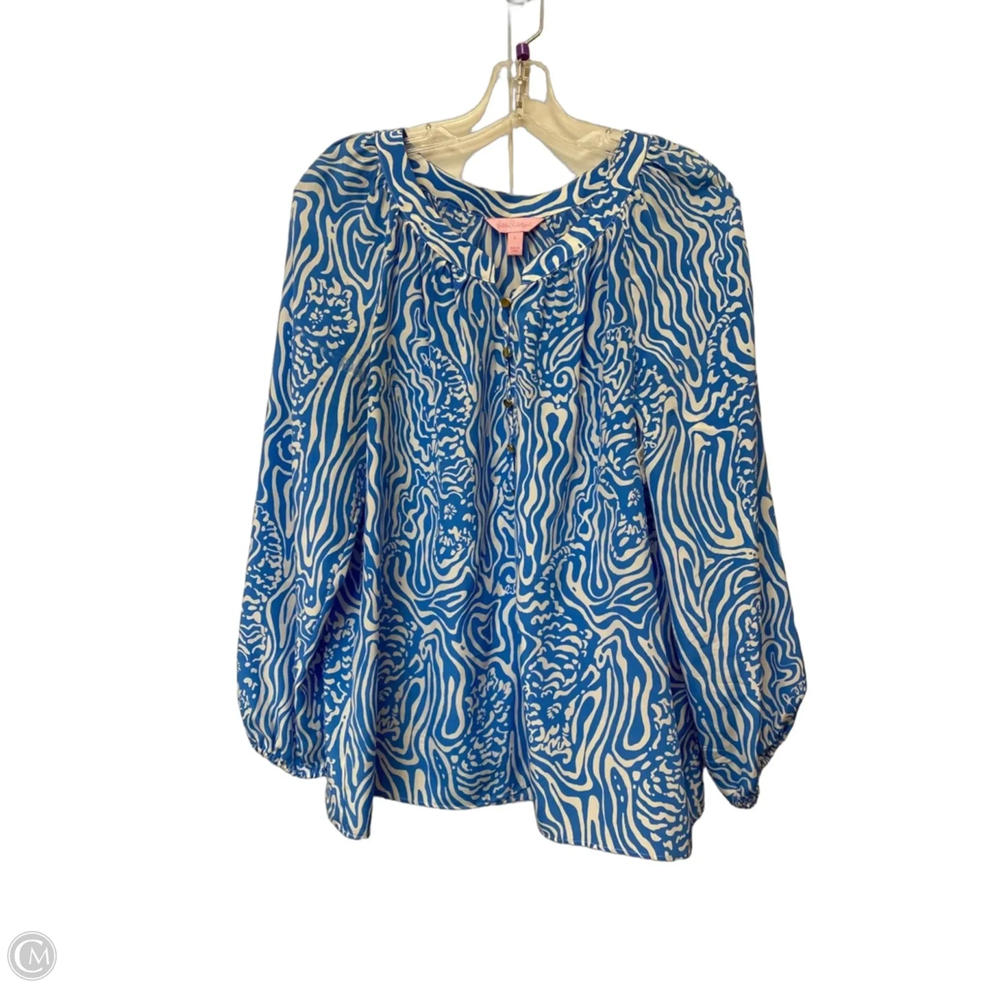 Top Long Sleeve Designer By Lilly Pulitzer In Blue, Size: L