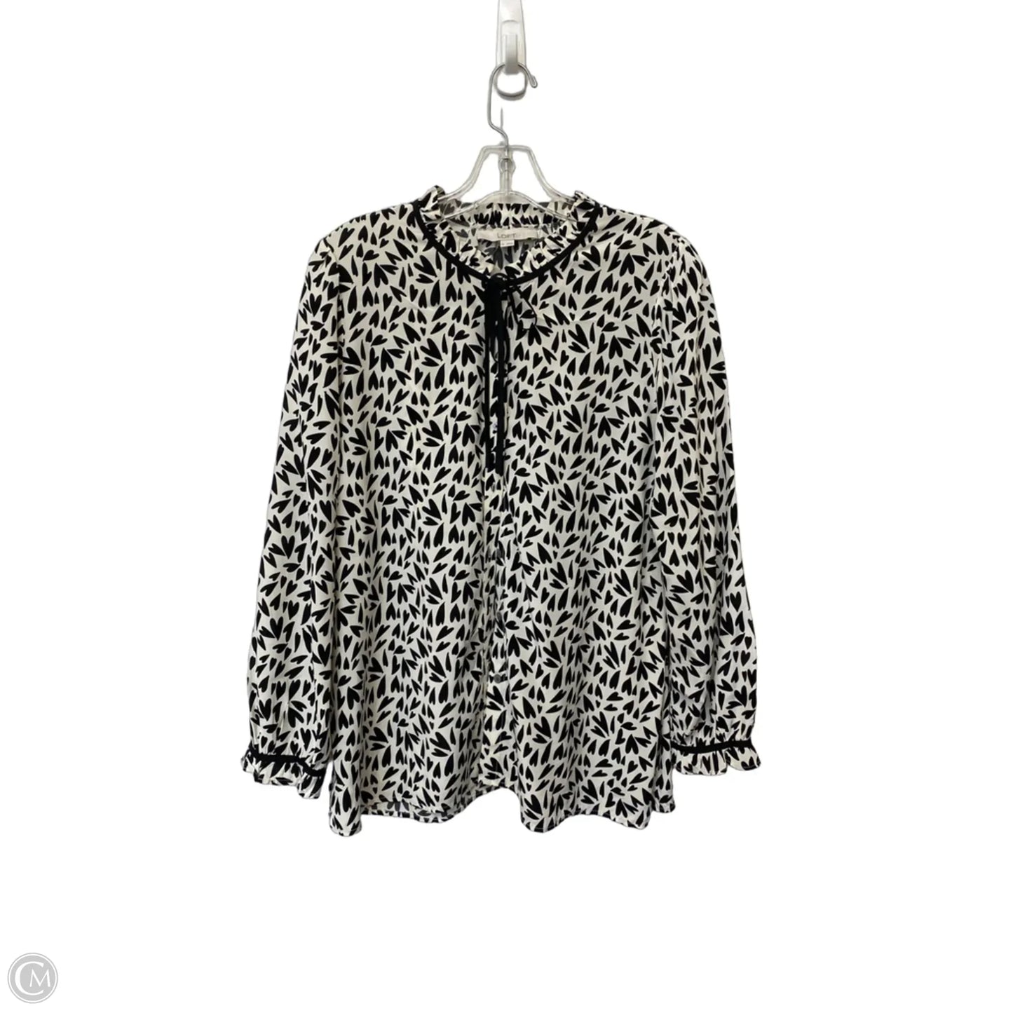 Top Long Sleeve By Loft In Black & Cream, Size: M