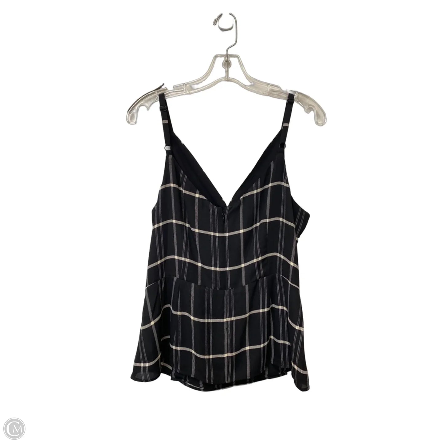 Top Sleeveless By Cabi In Plaid Pattern, Size: 10