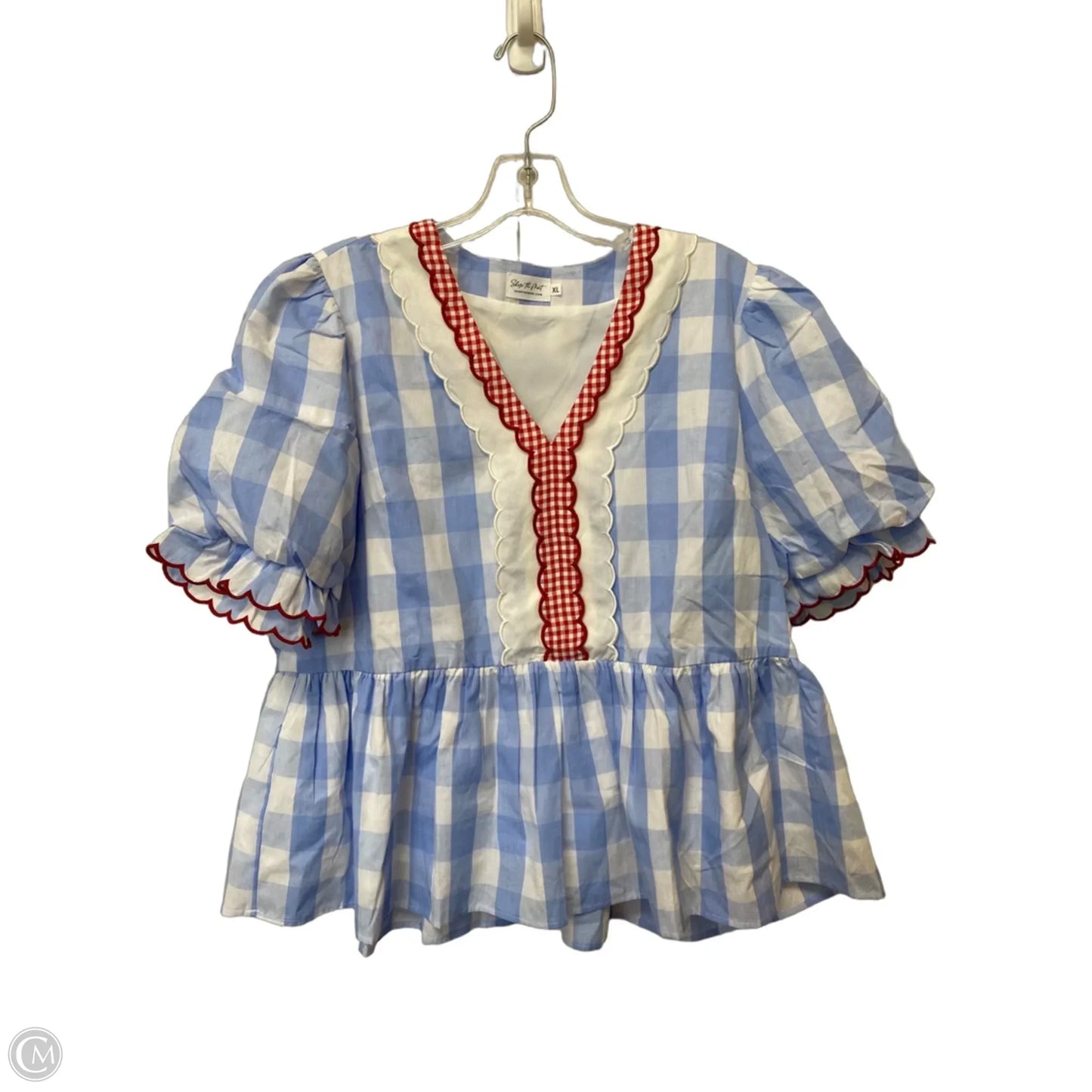 Top Short Sleeve By Clothes Mentor In Checkered Pattern, Size: Xl